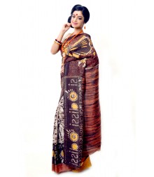 Multi Colour Matka Silk Handmade Saree DSCB1110